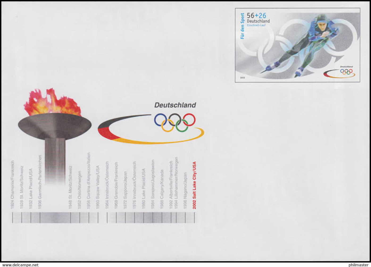 USo 34 Olympiade 2002 Und Eisschnellauf, Postfrisch - Briefomslagen - Ongebruikt