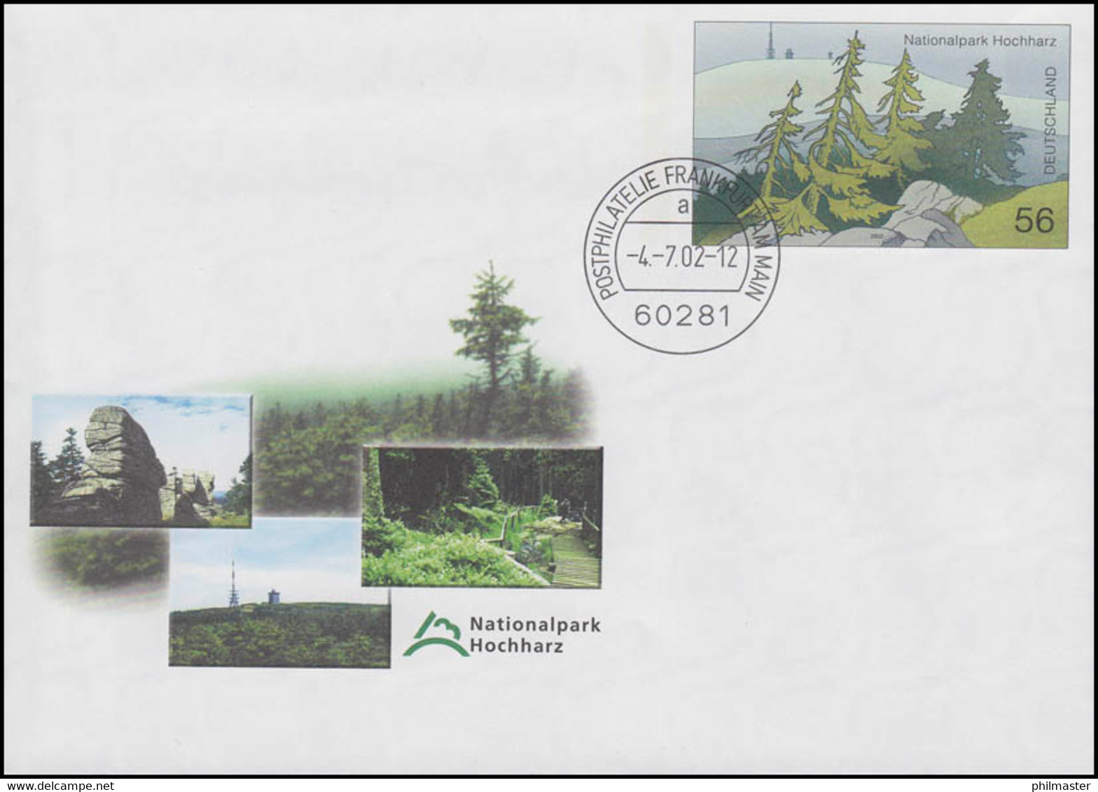 USo 39 Nationalpark Hochharz 2002, VS-O Frankfurt 4.7.2002 - Briefomslagen - Ongebruikt