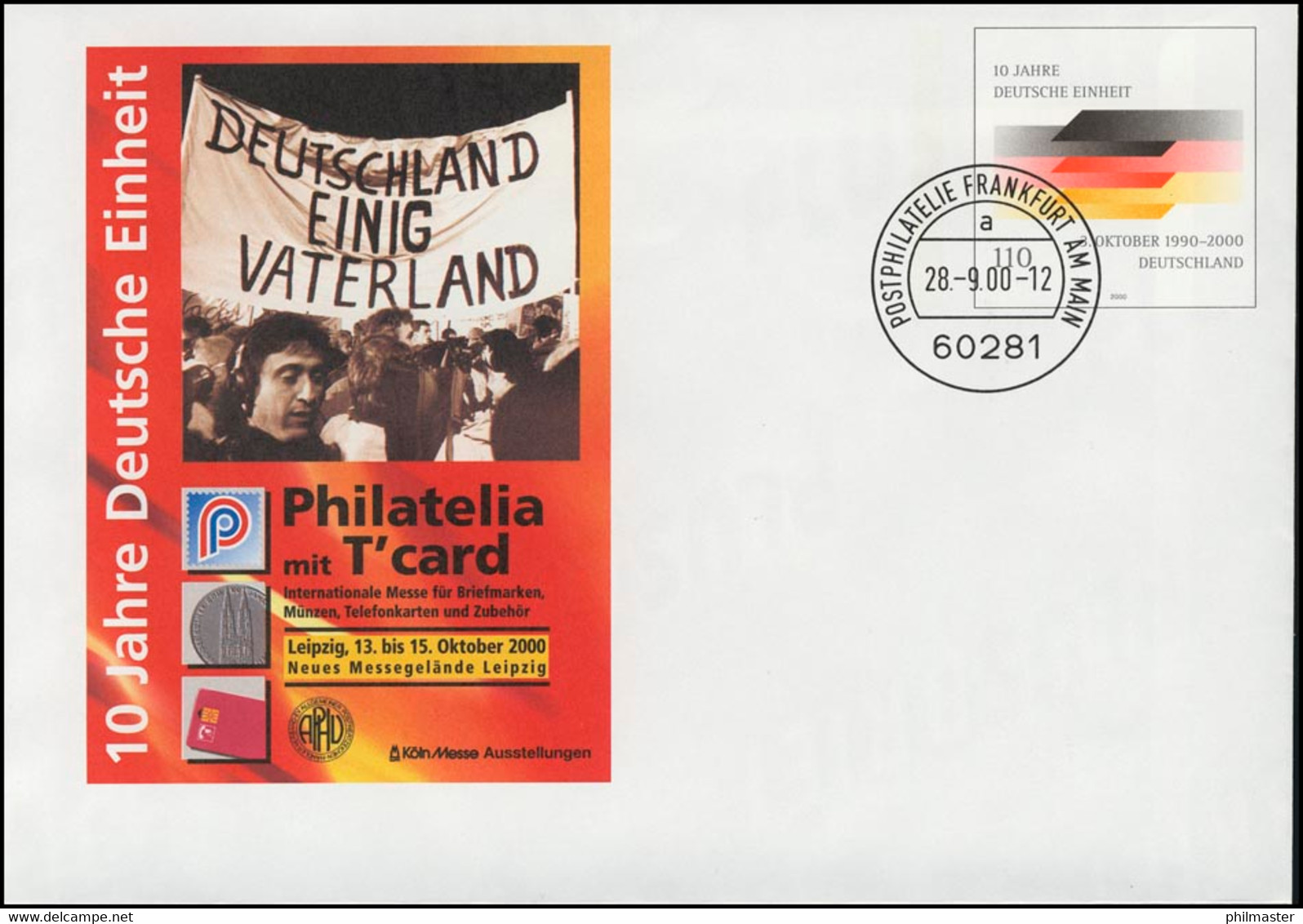 USo 16 PHILATELIA Leipzig 2000, VS-O Frankfurt 28.09.2000 - Briefomslagen - Ongebruikt
