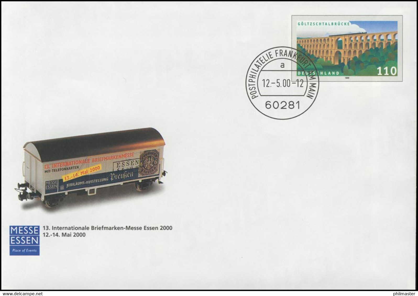 USo 14 Briefmarkenmesse ESSEN Eisenbahnwagen 2000, VS-O Frankfurt 12.05.2000 - Enveloppes - Neuves