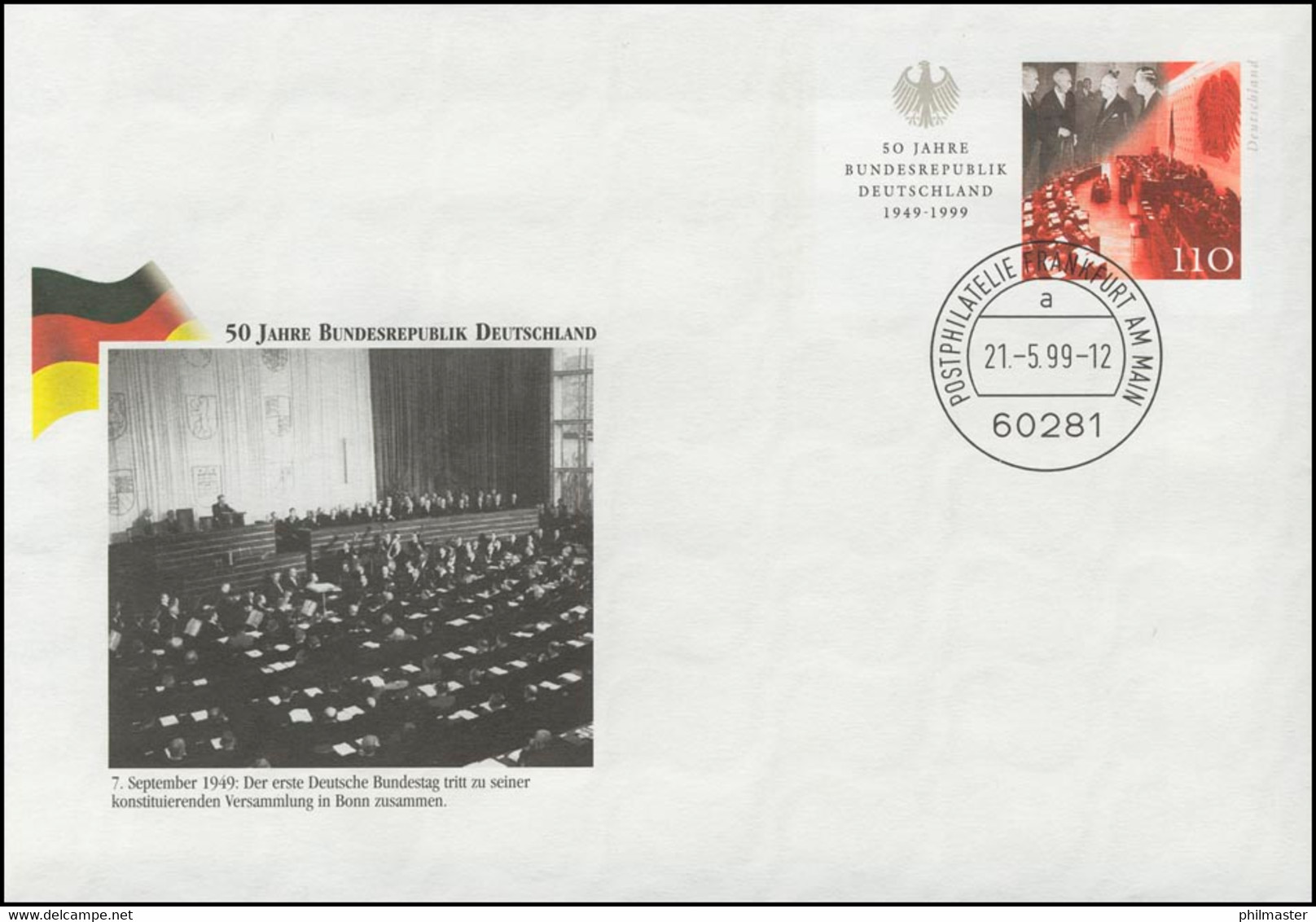USo 9 Jubiläum 50 Jahre Bundesrepublik, VS-O Frankfurt 21.05.99 - Briefomslagen - Ongebruikt