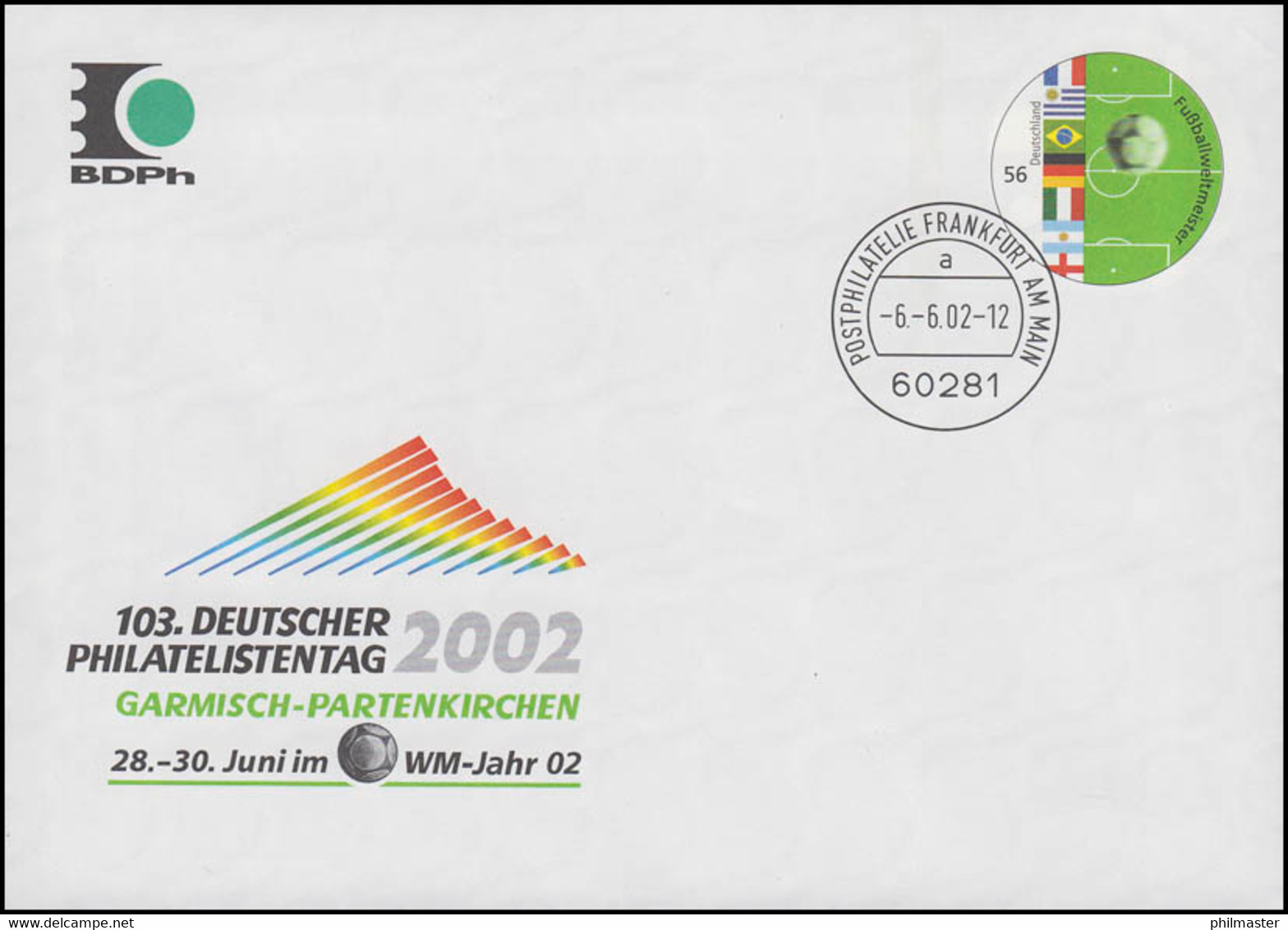 USo 37Y Philatelistentag 2002 Und Fußballweltmeister, VS-O Frankfurt 6.6.2002 - Briefomslagen - Ongebruikt