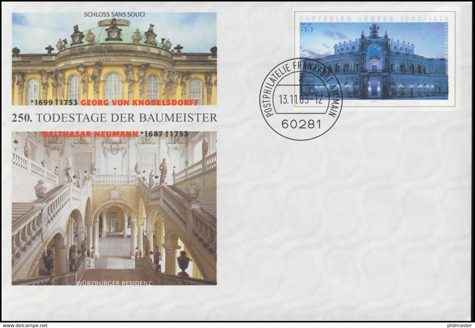 USo 64 Baumeister Knobelsdorff Und Neumann, VS-O Frankfurt 13.11.2003 - Briefomslagen - Ongebruikt