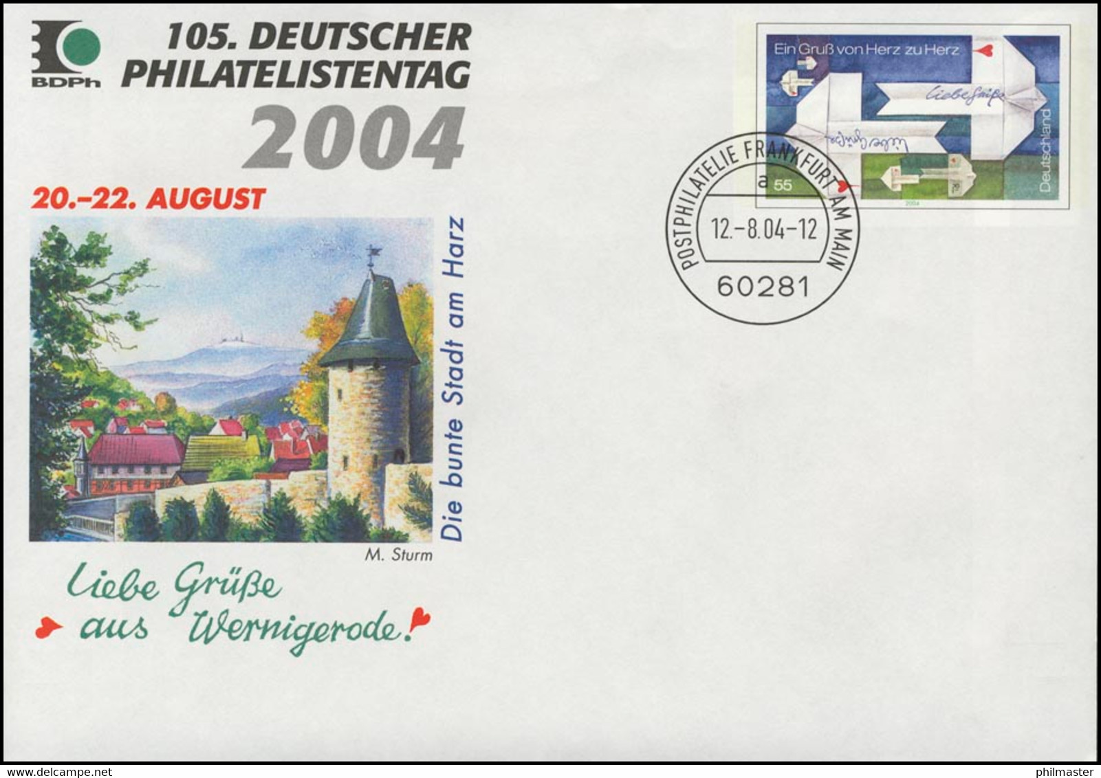 USo 77 Philatelistentag Wernigerode, VS-O Frankfurt 12.8.2004 - Enveloppes - Neuves