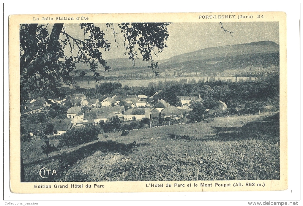 Cp, 39, Port Lesney, L'Hôtel Du Parc Et Le Mont Poupet - Autres & Non Classés