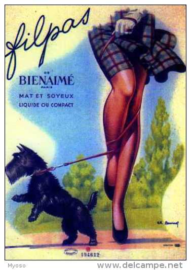 Carte PUB Moderne, FILPAS De Bienaime , Jambes De Femme, Chien En Laisse ,illustrateur Lemmel, Tirage 250ex - Publicité