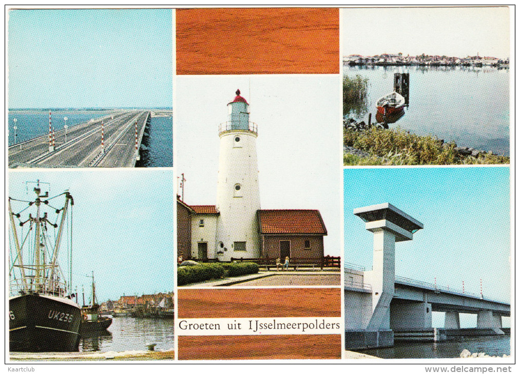 Groeten Uit IJsselmeerpolders - VUURTOREN URK - De Ketelbrug - Boten/Schepen   - Flevoland/Nederland - Phare/Leuchtturm - Urk