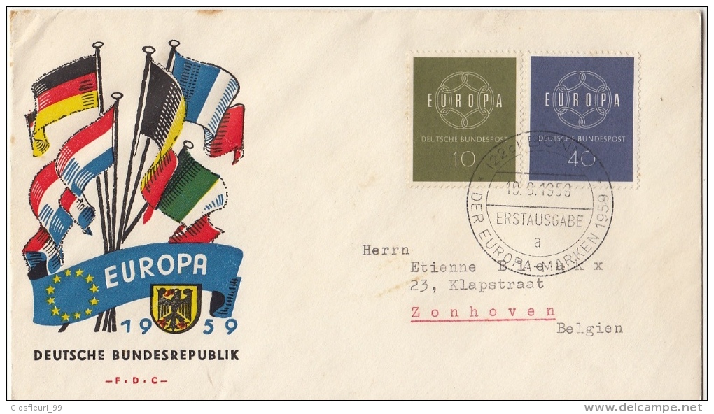 Collection De 19 Lettres Europa FDC De 1956 à 1966 + 4 Cadeaux Europa. Cote Env. 120 € - Collections