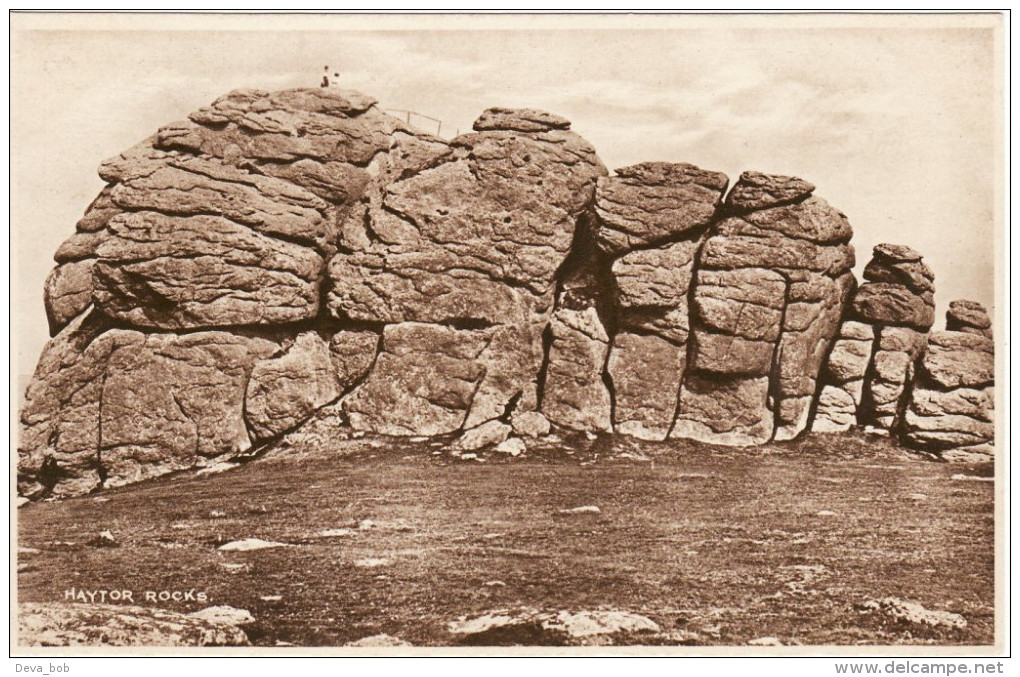 Sepia Postcard Haytor Rocks Hay Tor Dartmoor Devon Tea House - Dartmoor