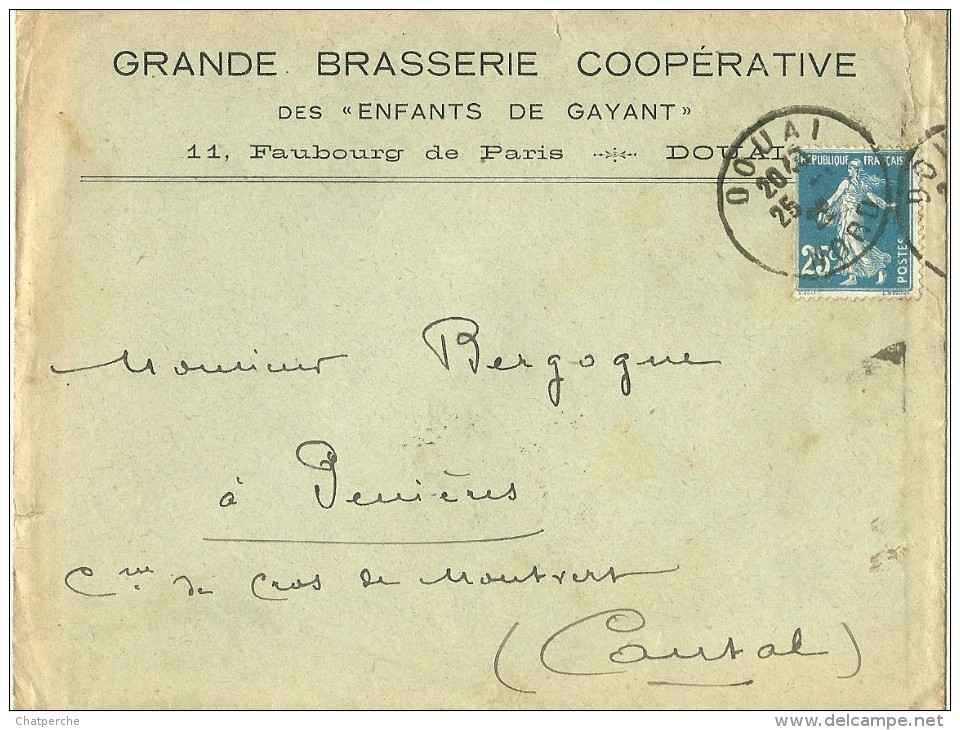 LETTRE  PUBLICITE GRANDE BRASSERIE COOPERATIVE  DES "ENFANTS DE DAYANT"  DOUAI  1922 - Bières