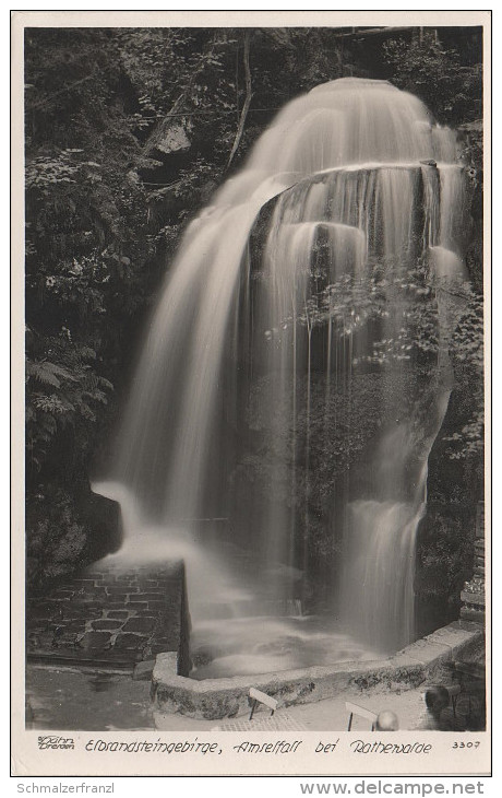 AK Walter Hahn 3307 Sächsische Schweiz Amselfall Bei Rathewalde Rathen Wehlen Pirna Königstein Schandau Dresden - Bastei (sächs. Schweiz)