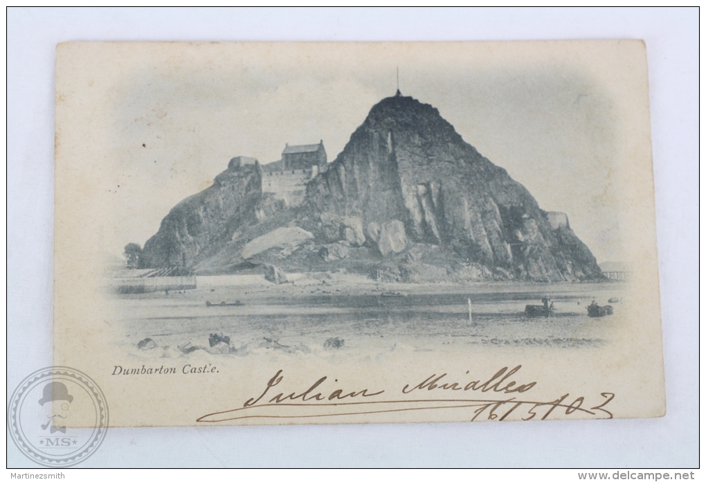 Old Scotland Postcard - Dumbarton Castle - Posted 1902 - Dunbartonshire