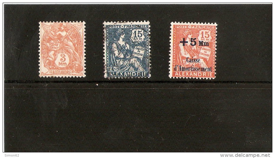 ALEXANDRIE  N°75/76/81  NEUFS *  ET OBLITERE  DE 1927/28 - Unused Stamps