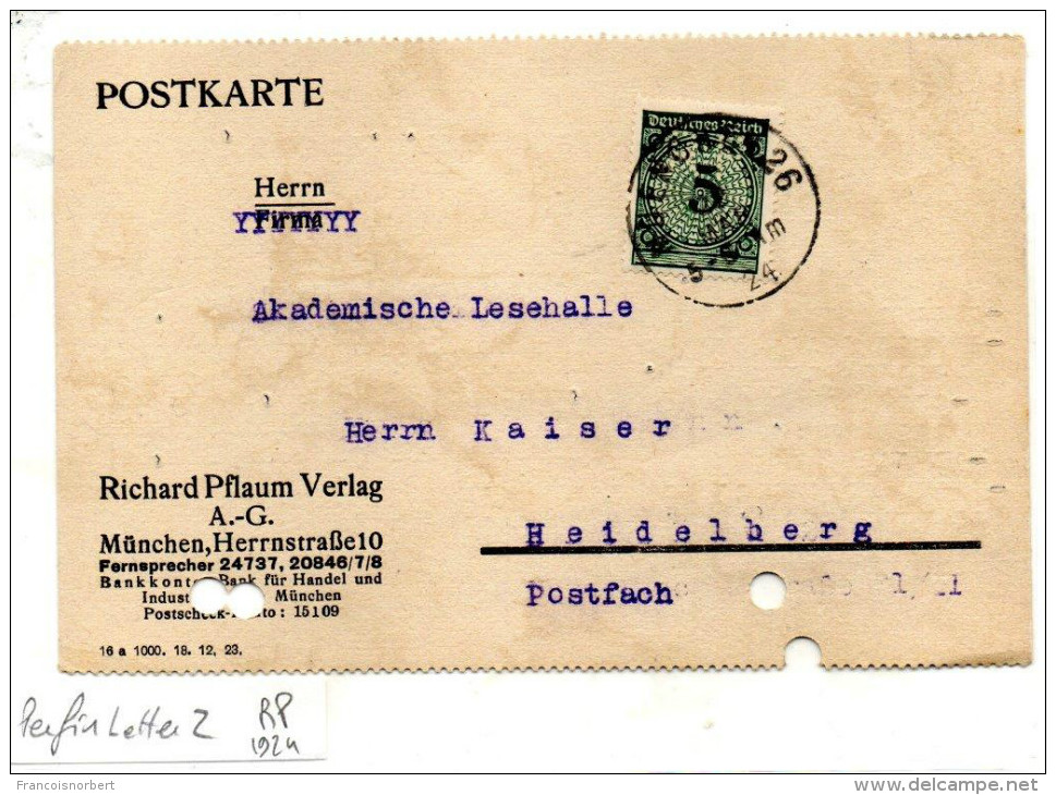 Reich Letter 1924 Perfin RP Mi 339 - Sonstige & Ohne Zuordnung
