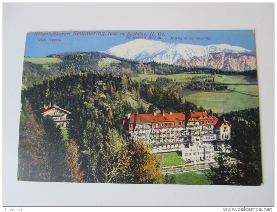 AK 1917 Österreich. Höhenluftkurort Semmering, 1000m Seehöhe. Kurhaus. Villa Meran. P. Ledermann - Semmering