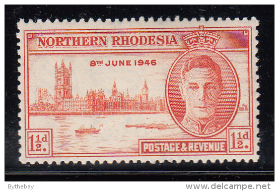 Northern Rhodesia MH Scott #46a 1 1/2p Peace Issue Perf 13 1/2 - Northern Rhodesia (...-1963)