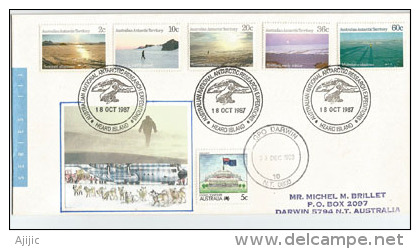 Expedition Antarctique à L´île Heard.18 Oct. 1987, Lettre Adressée à Darwin, Avec Timbre à Date Arrivée Recto Enveloppe - Bases Antarctiques