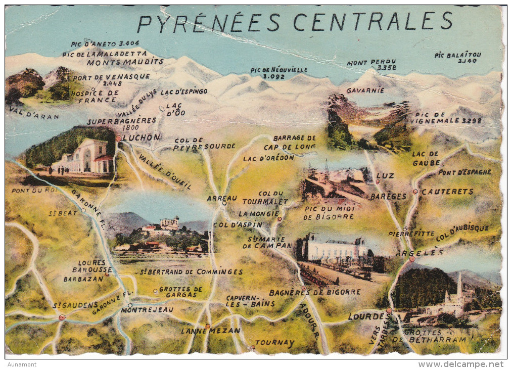 Francia--Bagneres De Luchon--1945--Cachet-Bagneres-a, Charente - Mapas