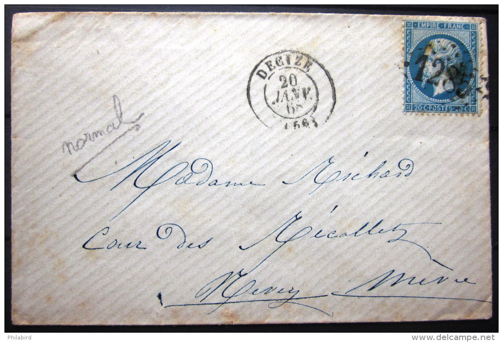 CACHET Type 15 + GC 1285  --  DECIZE  --  NIEVRE  --  LSC  --  1868 - 1849-1876: Classic Period