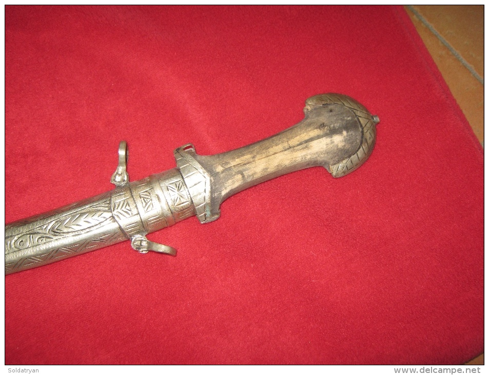 Poignard Couteau Marocain Ancien  40cm  Koumia Oriental - Armi Bianche