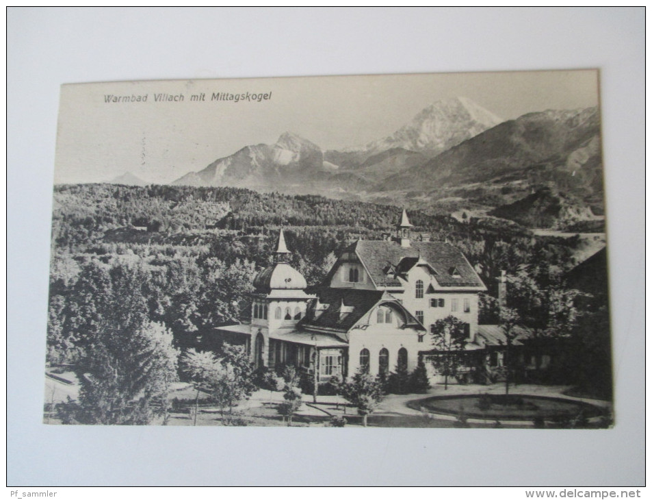 AK 1909 Österreich. Warmbad Villach Mit Mittagskogel. Verlag Caspar & Poltnig, Villach - Villach