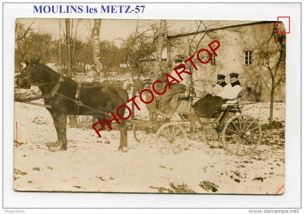 MOULINS Les METZ-Attelage-Neige-Soldats-Carte Photo Allemande-Guerre-14-18-1WK-FRANCE-57-Feldpost- - Metz Campagne