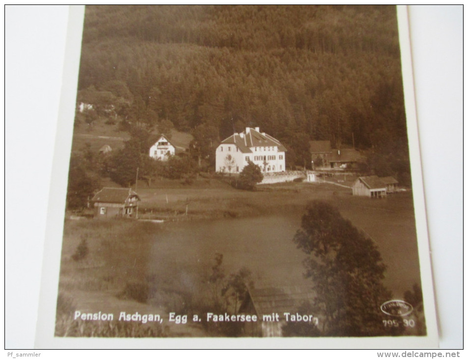 AK 1938 Österreich / Deutsches Reich. Echtfoto. Pension Aschgan, Egg A. Faakersee Mit Tabor. - Faakersee-Orte