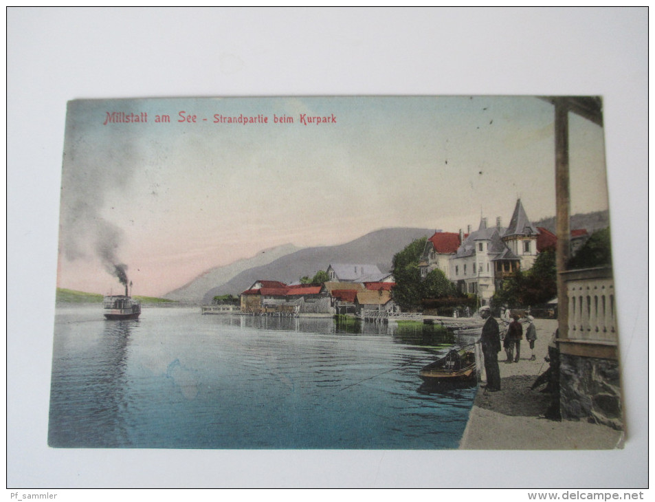 AK 1907 Österreich. Millstatt Am See. Strandpartie Beim Kurpark. Dampfschiff. - Millstatt