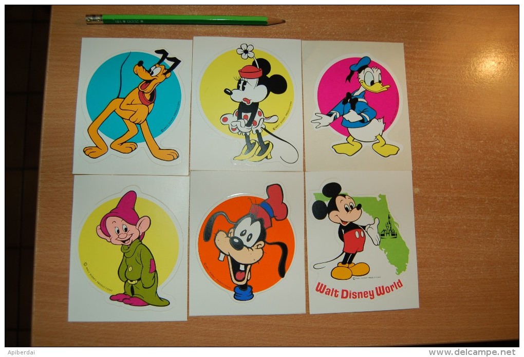 Rare Vintage 70's  6 Differents Disney Characters Stickers Decals - Pack 2 - Other & Unclassified