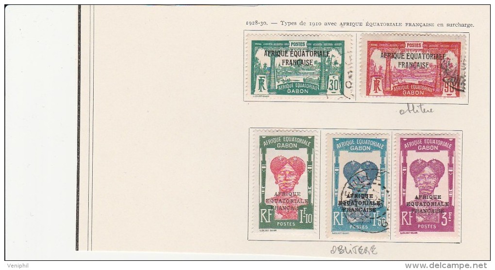 GABON  -N° 116 A à N° 120 -NEUF X  - Sauf N° 117 Et 119 Obliterés -  ANNEE 1928-31 - COTE: 28,40 € - Unused Stamps