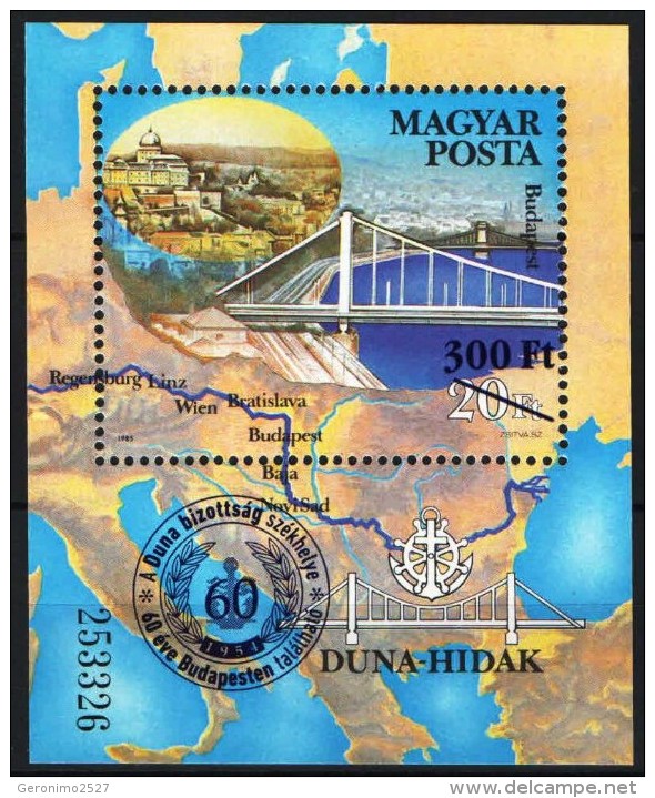 HUNGARY 2014 NATURE European Rivers DANUBE BRIDGE - Fine (overprinted) S/S MNH - Unused Stamps