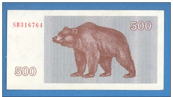 LITHUANIA 500 TALONAS 1992 UNC BEAR X4653 - Lituanie