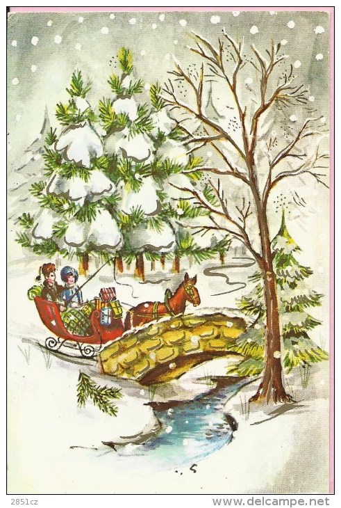 Happy New Year - Red Horse Sleigh, 1978., Yugoslavia ( ND, &#268;KP ) - Nouvel An