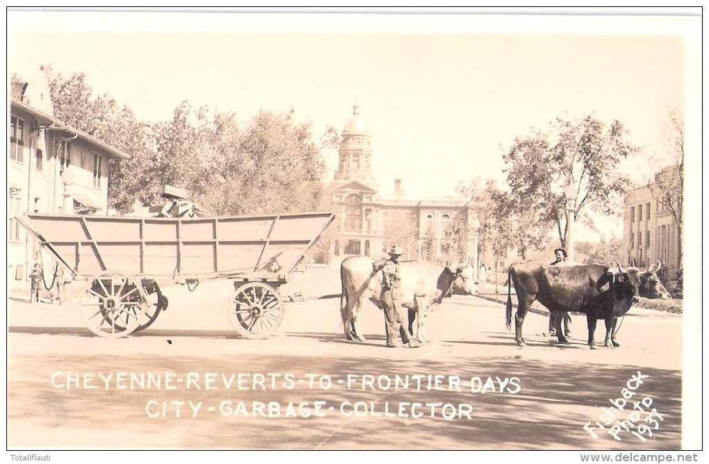 CHEYENNE Reverts To Frontier Days City Garbage Collector Original Real Foto Postcard 1937 TOP-Erhaltung Ungelaufen - Cheyenne