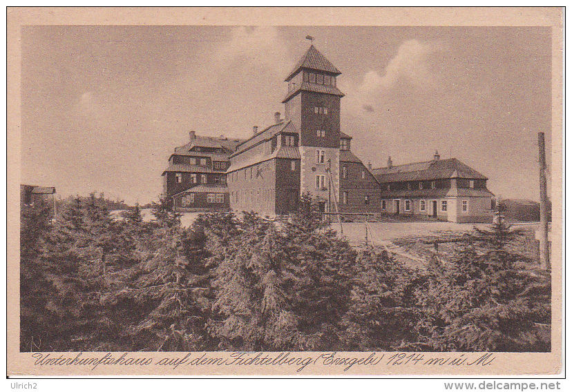 AK Fichtelberg - Unterkunftshaus - Erzgebirge - Stempel Bergwirt W. Hieke (11520) - Oberwiesenthal