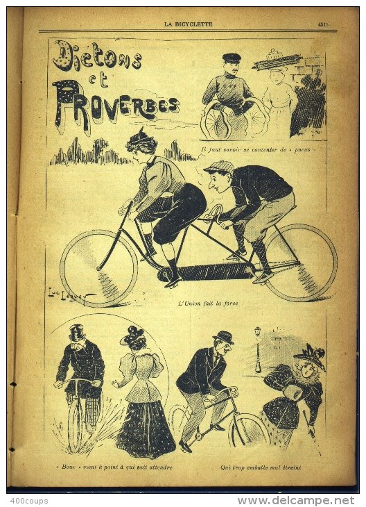 Du 22 Mars 1895 - (120 Ans D'âge) - LA BICYCLETTE - S.M. Le Roi De Serbie - Opinion Sur Pub - G.A. Clément -Dictons Et P - Sport