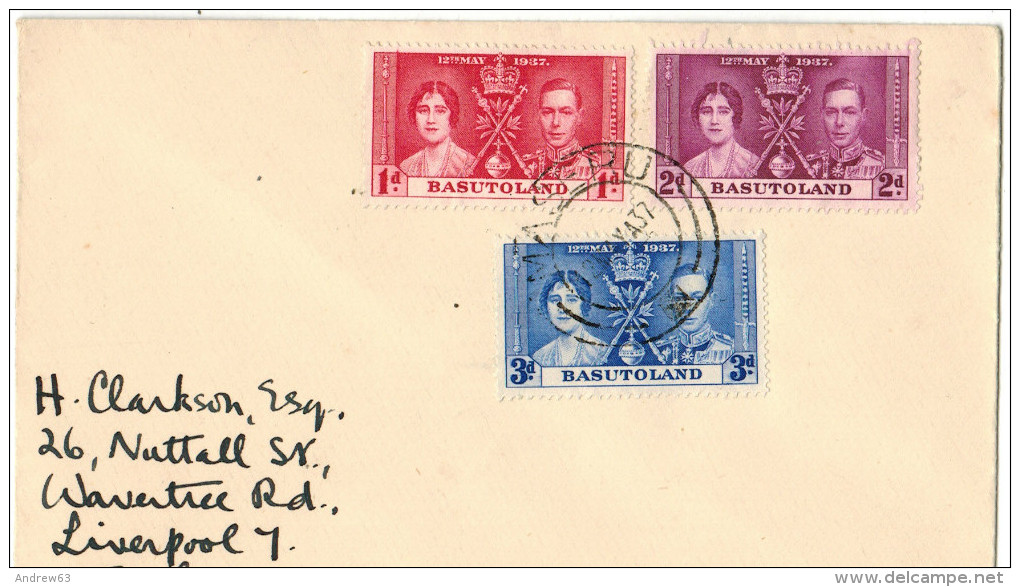 BASUTOLAND - 1937 - CORONATION - FDC - Viaggiata Da Maseru Per Liverpool, England - 1933-1964 Colonie Britannique