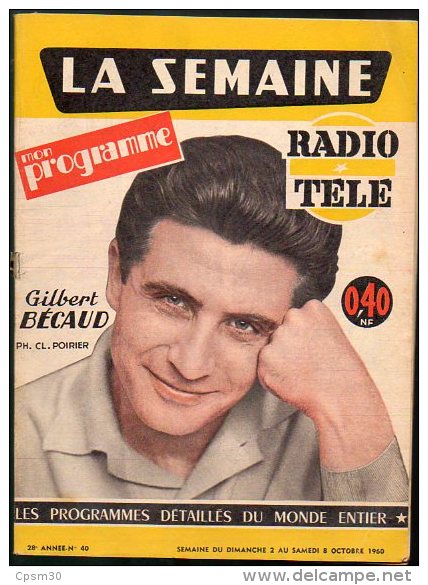 La Semaine Radio-Télé 1960 - Gilbert Bécaud - Télévision