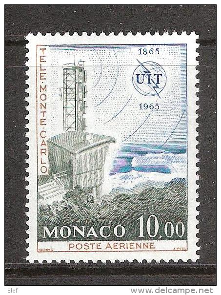 MONACO  Poste Aérienne ,1965, Centenaire IUT Télécommunications/ Station Télévision, Yvert N° 84, Neuf ** / MNH, TB - Poste Aérienne