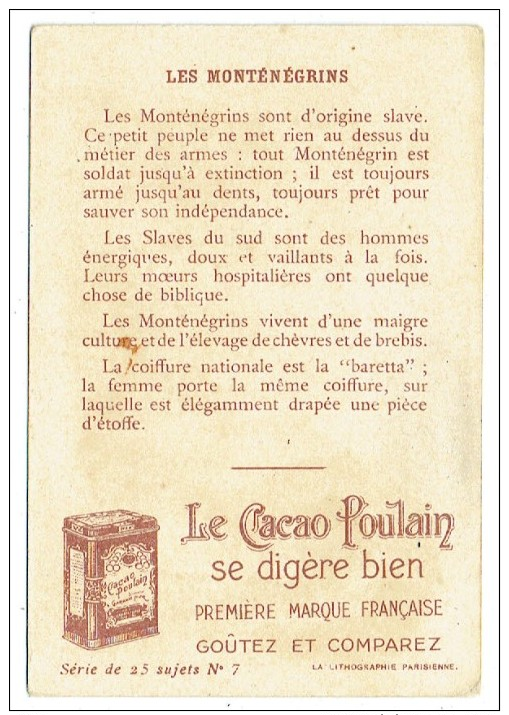 Chromo - Chocolat Poulain Orange - Monténégro - La Coiffe Chez Tous Les Peuples - Poulain