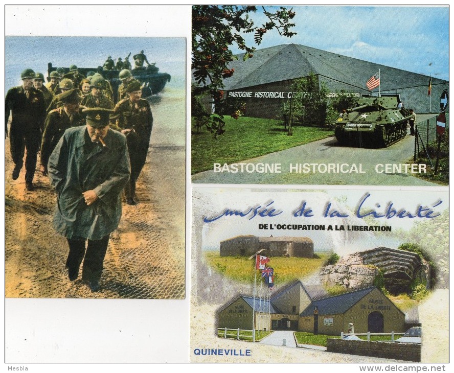 3 CPM -  Musée De La Liberté - Quineville (50)  - Bastogne Historical Center -  Montgommery Accueille Churchill - Autres & Non Classés