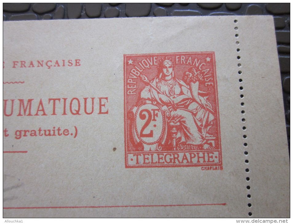 Entier Postaux  Carte Pneumatique Neuf ** Cote 45 &euro;uros  Type Mouchon Trés Bon état Ecriture 45e Au Crayon Effaçabl - Pneumatici