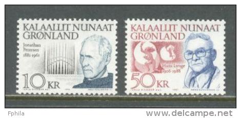 1991 GREENLAND FAMOUS PEOPLE MICHEL: 221-222 MNH ** - Unused Stamps