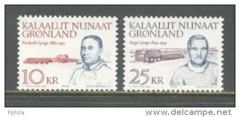1990 GREENLAND FAMOUS PEOPLE MICHEL: 209-210 MNH ** - Nuevos
