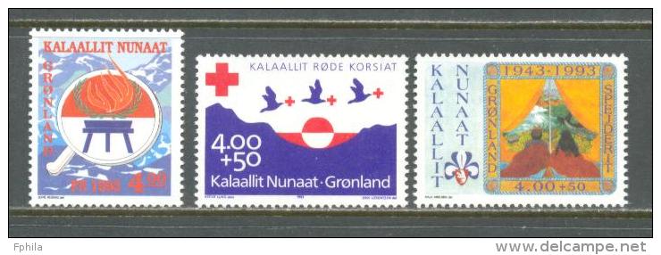 1993 GREENLAND NATIVE PEOPLE - RED CROSS SCOUTING MICHEL: 230, 236-237 MNH ** - Nuevos