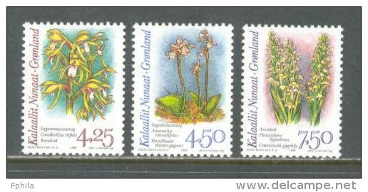 1996 GREENLAND ARCTIC ORCHIDS MICHEL: 284-286 MNH ** - Unused Stamps