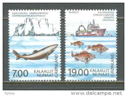 2002 GREENLAND 100 YEARS ICES - MARINE - FISH MICHEL: 387-388 MNH ** - Nuovi
