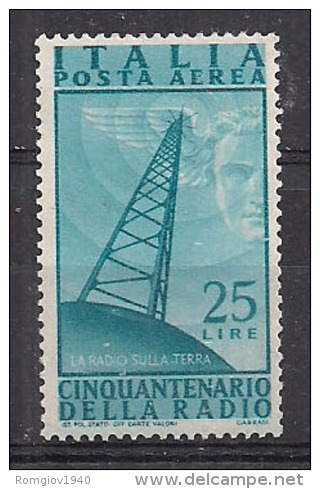 ITALIA POSTA AEREA 1947 INVENZIONE DELLA RADIO SASS. 139 MLH VF - 1946-60: Nuovi