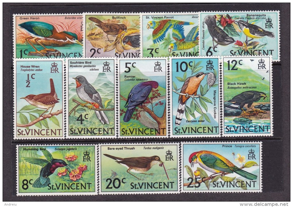 1970 St. Vincent - Birds 12v., Pajaros Vogel Oiseaux, Mi 258/269 MNH - Sperlingsvögel & Singvögel