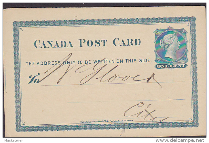 Canada Postal Stationery Ganzsache Entier Privé 1c. Victoria GENERAL EXPRESS OFFICE, TORONTO Ontario 1879 (2 Scans) - 1860-1899 Regering Van Victoria